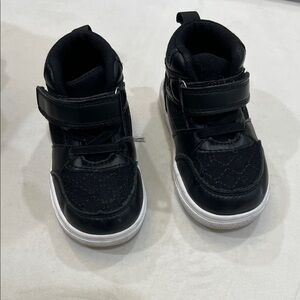 Kids Black High-Top Sneakers with White Sole